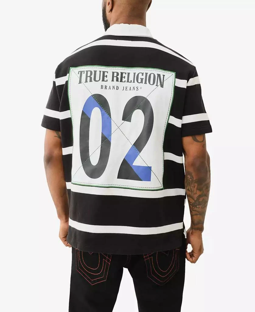 True Religion Men's Short Sleeve Striped Crest Polo Shirt 2