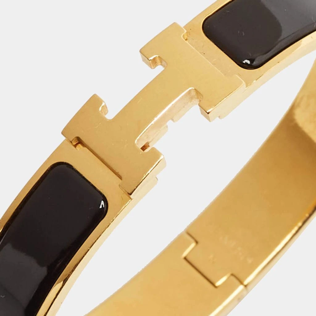 [二手商品] Hermes Hermès Clic H Black Enamel Gold Plated Bracelet 2