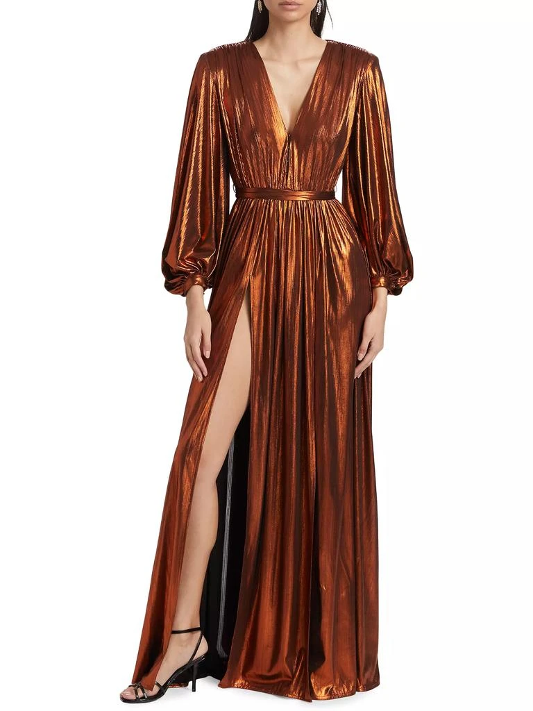 BRONX AND BANCO Zoe Metallic Blouson-Sleeve Gown 3