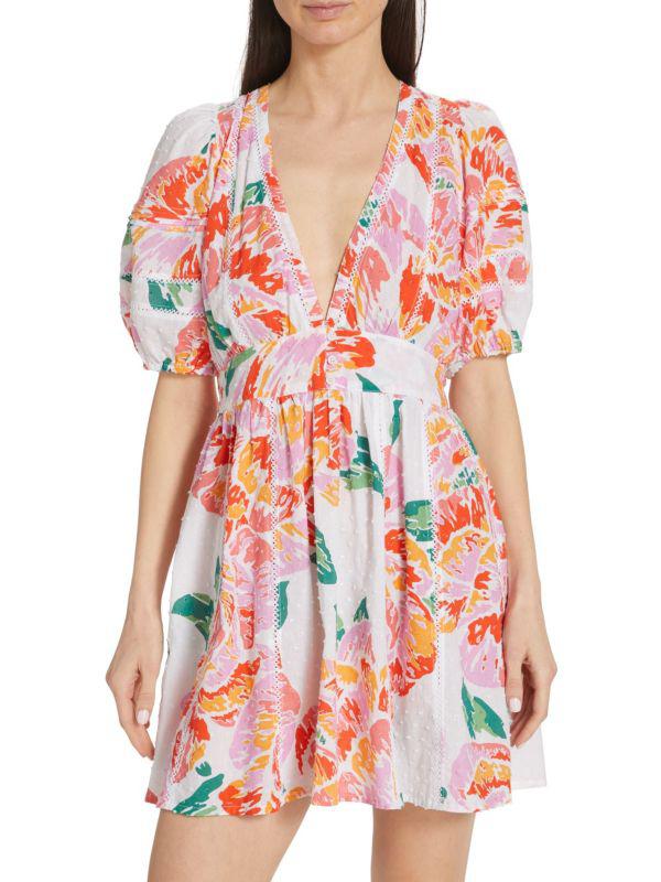 Poupette St Barth Reina Floral Mini Flare Dress