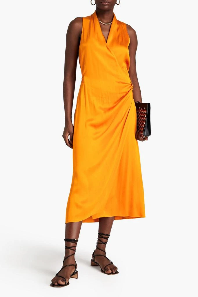 Vince Draped satin-crepe midi wrap dress 2