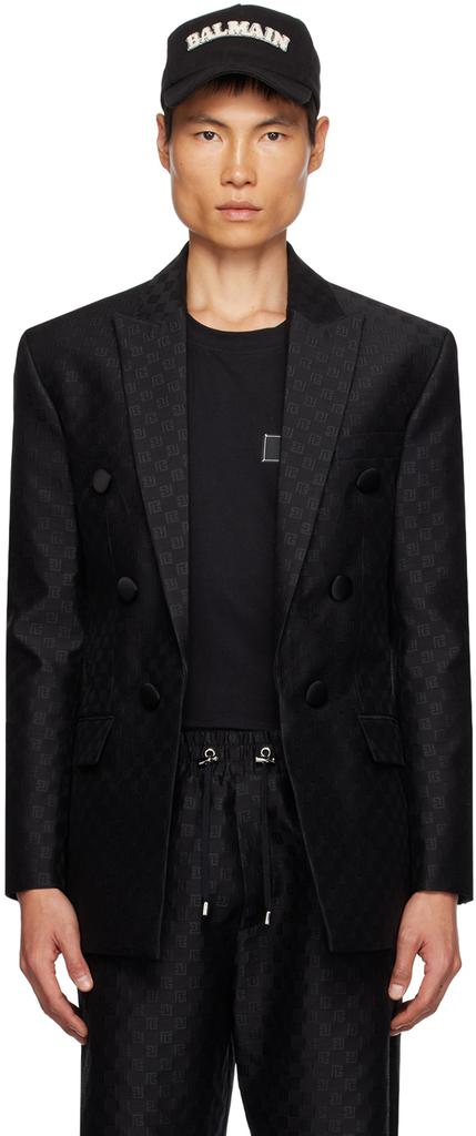 Balmain Black Mini Monogram Blazer