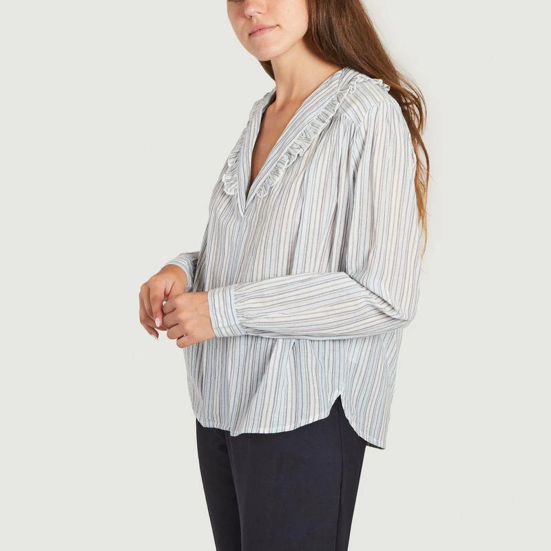 Leon - Harper Striped Cuckoo Blouse  Blue  LEON - HARPER 2