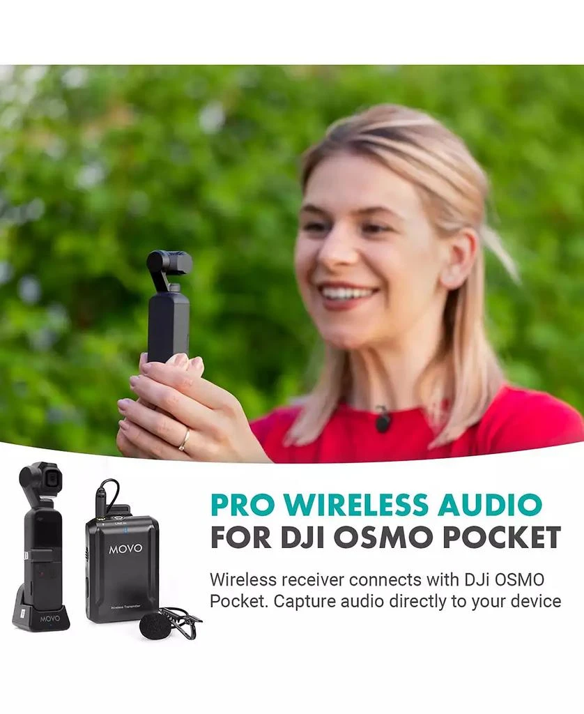 Movo Edge-OP Wireless Lavalier Microphone for Osmo Pocket 1 and 2 3