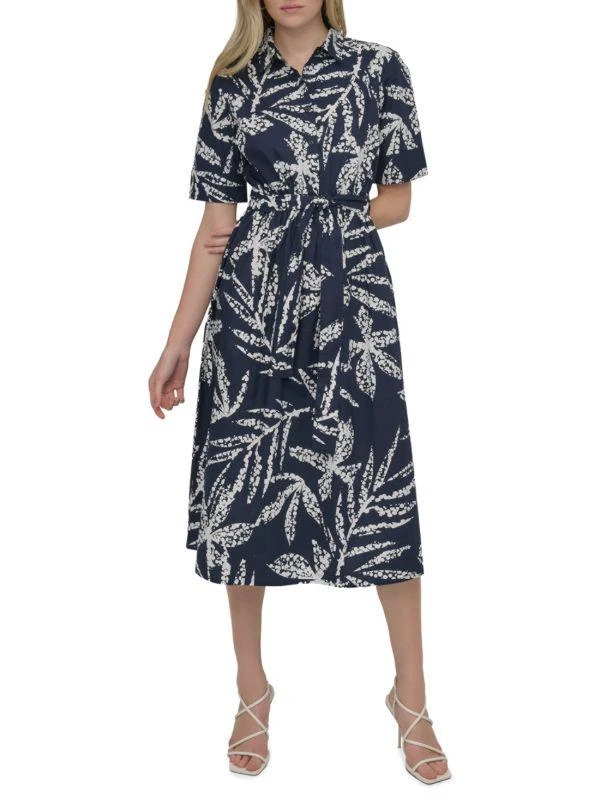 DKNY Botanical Short-Sleeve Midi Shirtdress 4