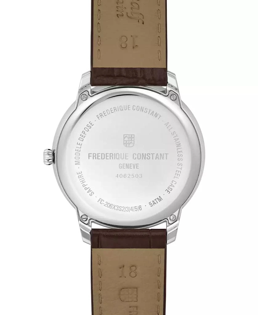 Frederique Constant Men's Swiss Moneta Moonphase Brown Leather Strap Watch 37mm 3