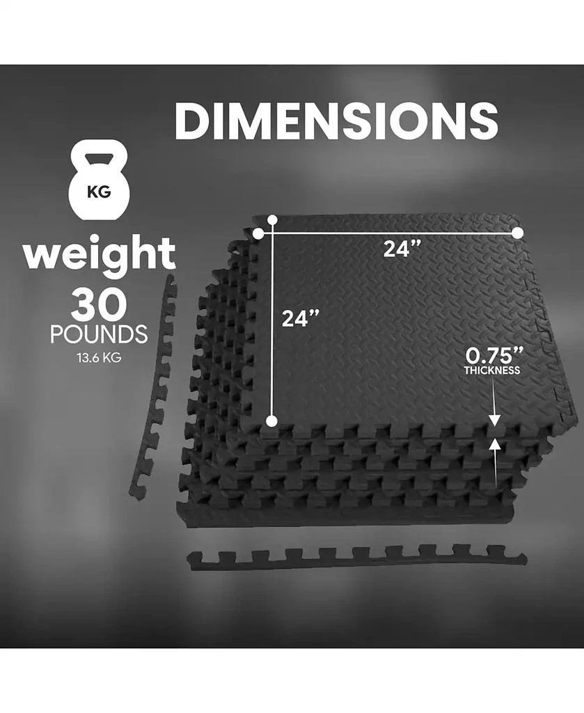 BalanceFrom Fitness 96 Sq Ft Interlocking Exercise Mat Tiles, Black (2 Pack) 5