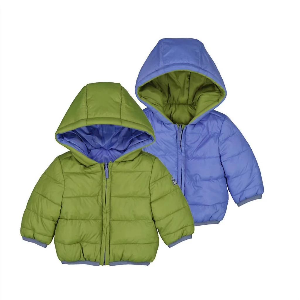 Mayoral Boys Reversible Puffer Jacket In Green