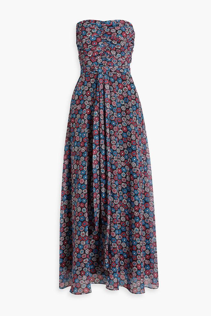 HVN Lola strapless floral-print chiffon maxi dress