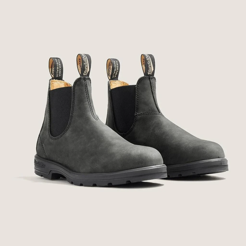 Blundstone 587 Unisex Rustic Black Leather Round Toe Pull-On Ankle Chelsea Boots 2