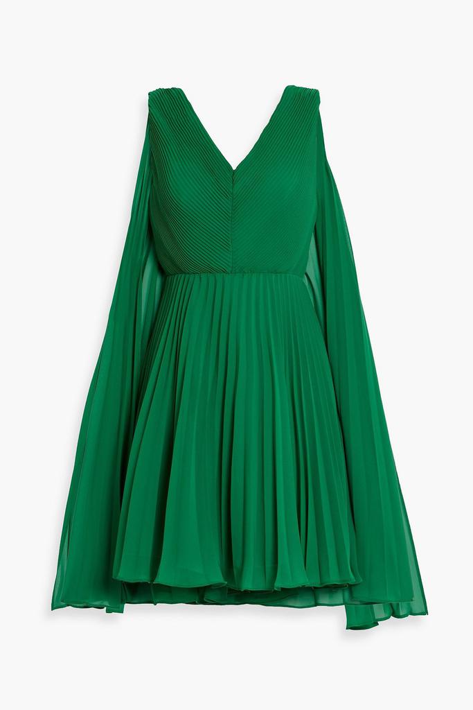 Zac Posen Cape-effect pleated chiffon mini dress