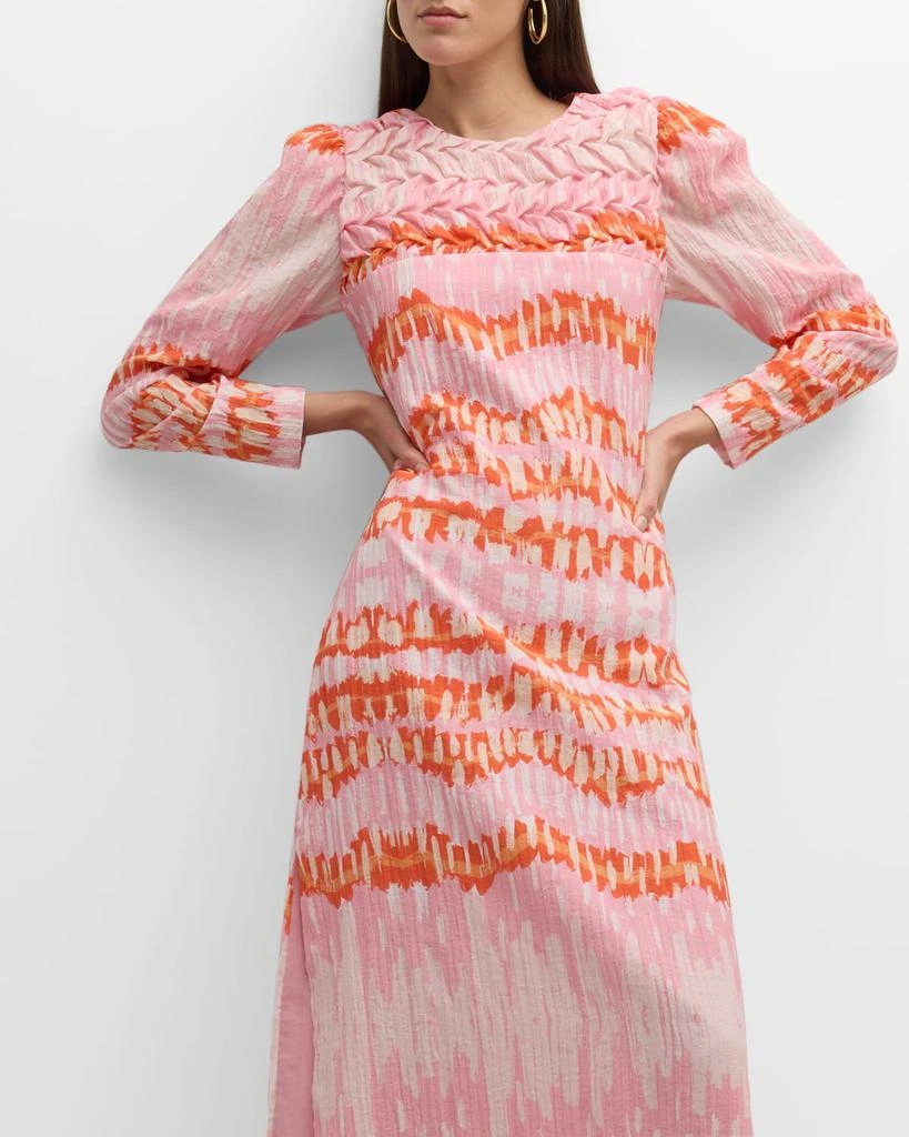 Atelier 17.56 Nicola Abstract-Print Smocked Maxi Dress 7