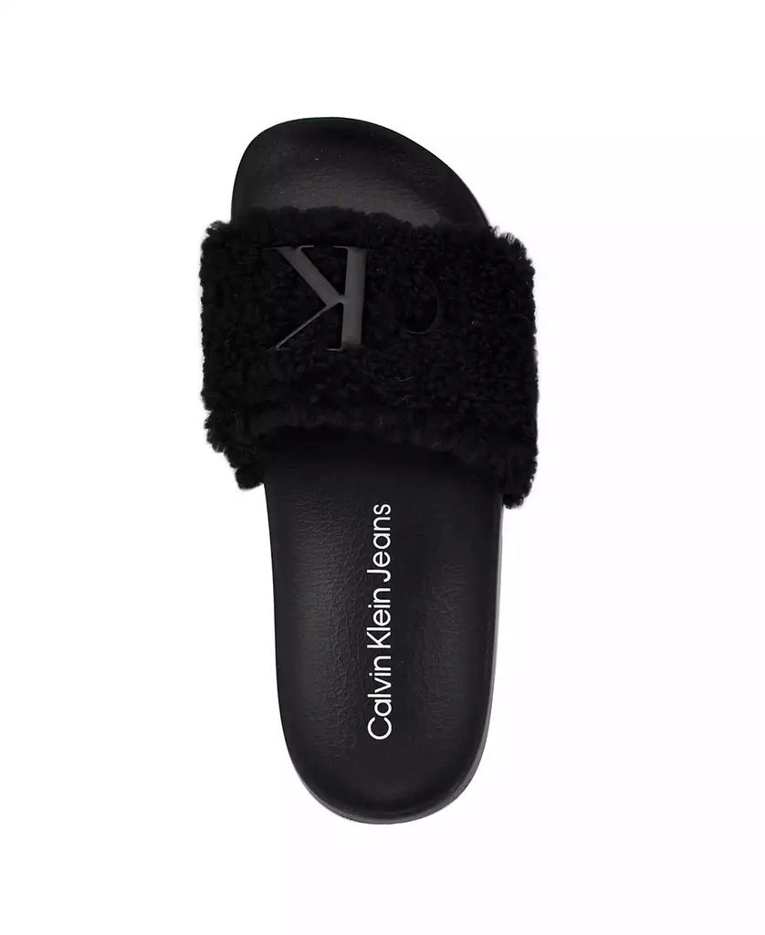 Calvin Klein Women's Amaya Fuzzy Slide Sandals 4