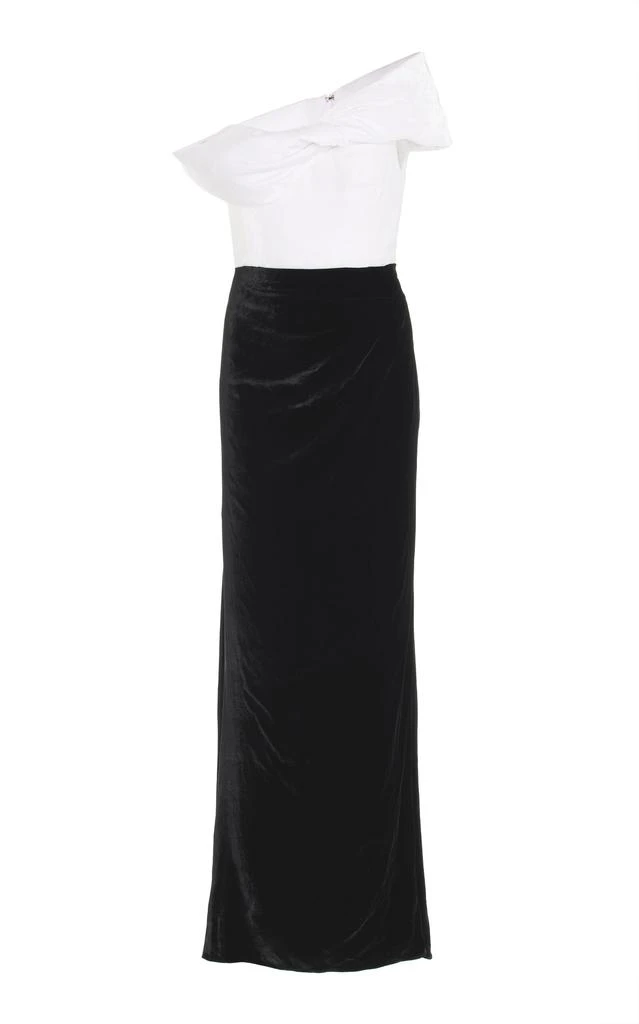 Rosie Assoulin Rosie Assoulin - Twisted Off-The-Shoulder Velvet Gown - Black/white - US 6 - Moda Operandi 1