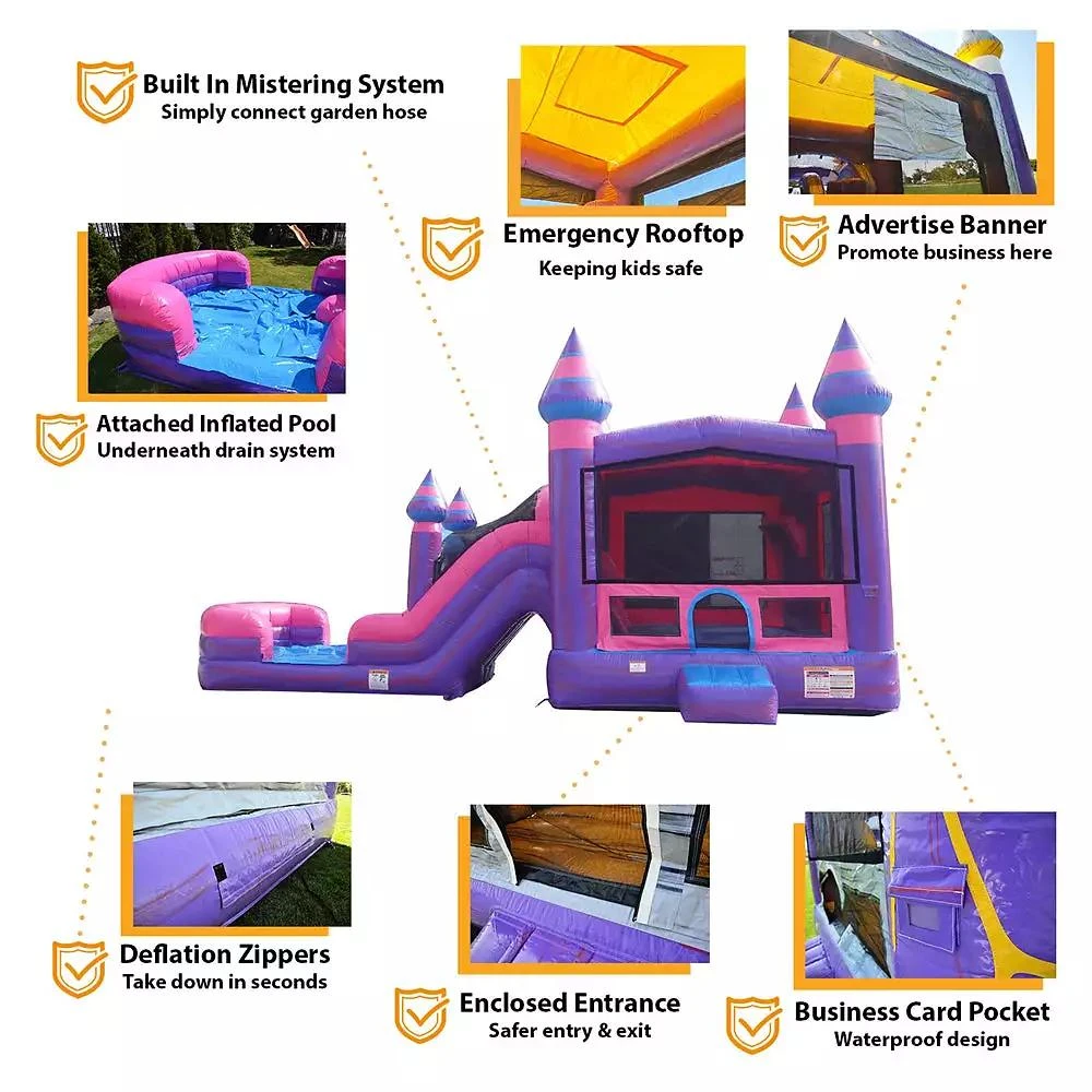 Jumporange Purplish Commercial Grade Bounce House Water Slide Combo with Pool for Kids and Adults (with Blower), Basketball Hoop, Wet Dry Use, Outdoor Indoor, Birthday Party, Rental Quality 3