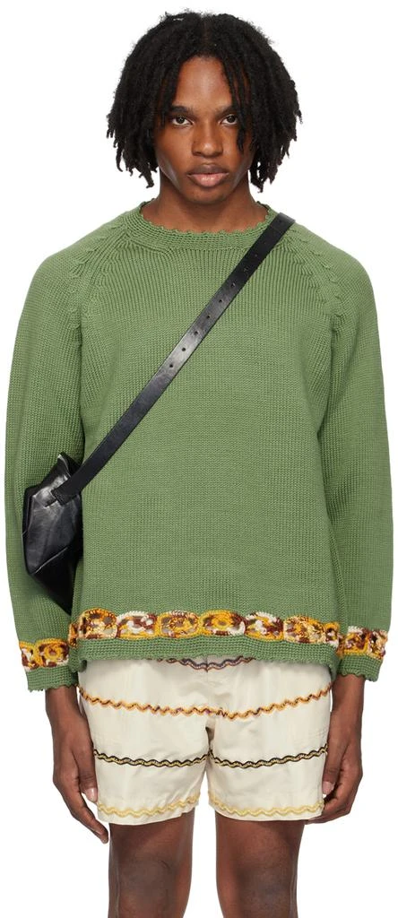 BODE Green Daisy Garland Sweater 1