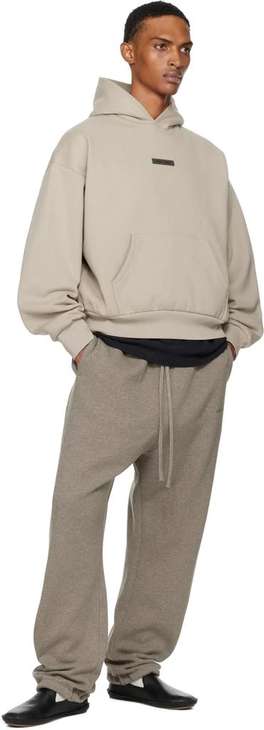 Essentials Taupe Classic Fit Fleece Hoodie 4