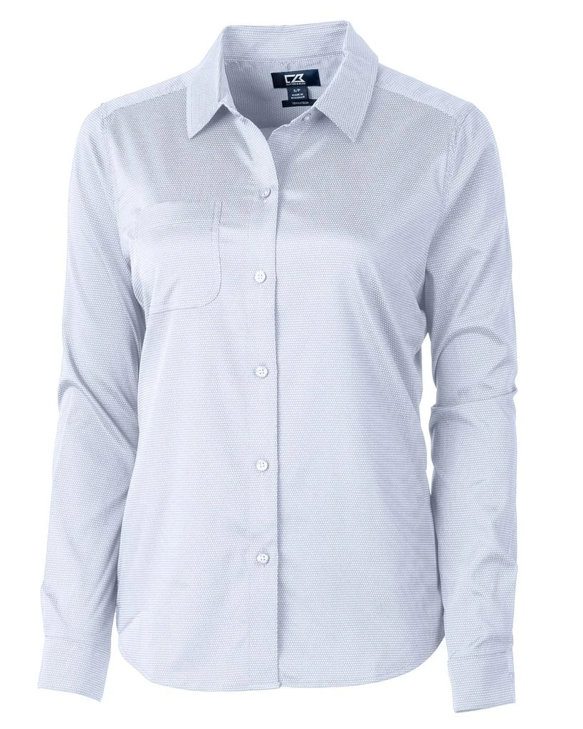 Cutter & Buck Versatech Geo Dobby Stretch Womens Long Sleeve Dress Shirt 1