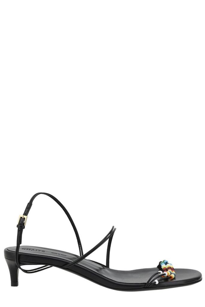 【関税込み】KHAITE LOOP KITTEN' SANDALS Loop Kitten Heel Sandal in Natural Python-Embossed Leather