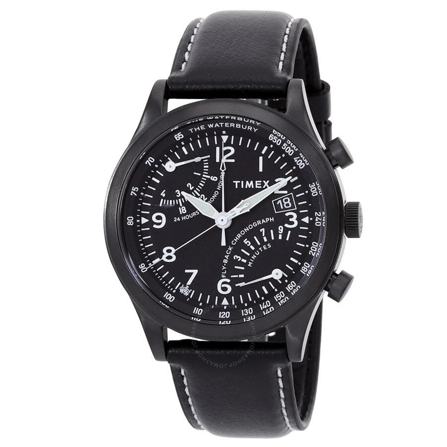 Timex Waterbury Chronograph GMT Quartz Black Dial Men's Watch TW2W48000 1