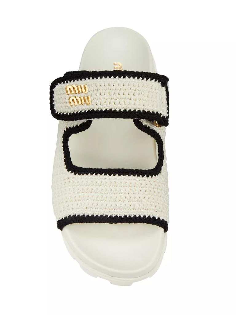 Miu Miu Logo Cotton Crochet Sandals 5