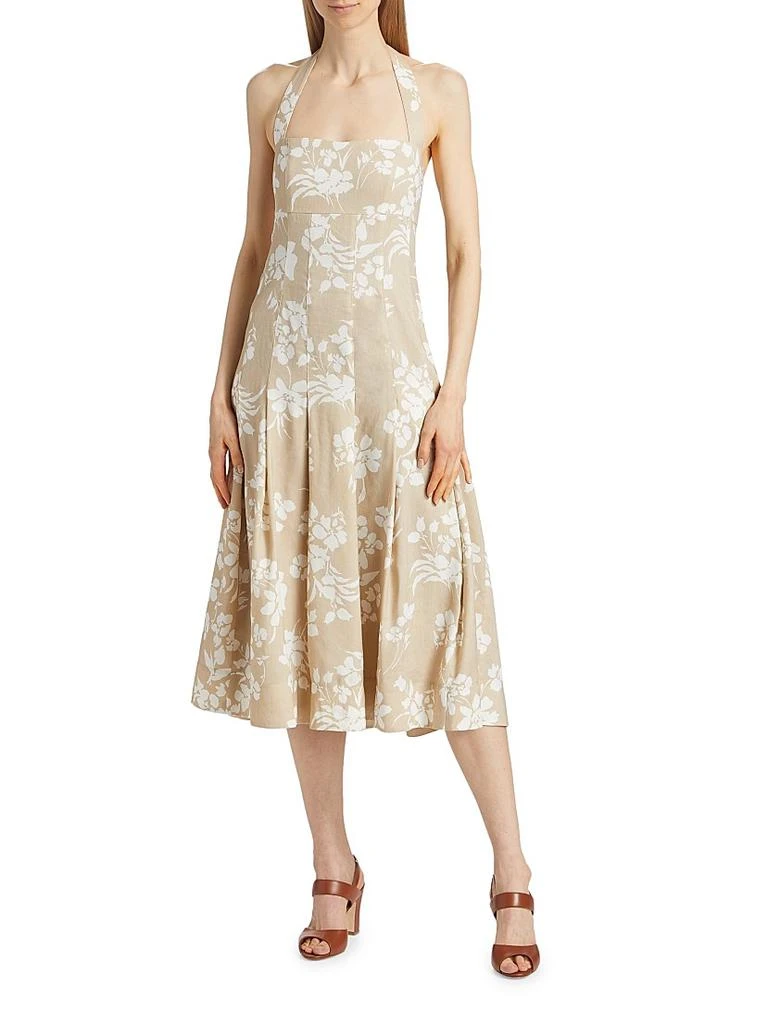 VERONICA BEARD Amalia Floral Linen-Blend Halter Midi-Dress 3