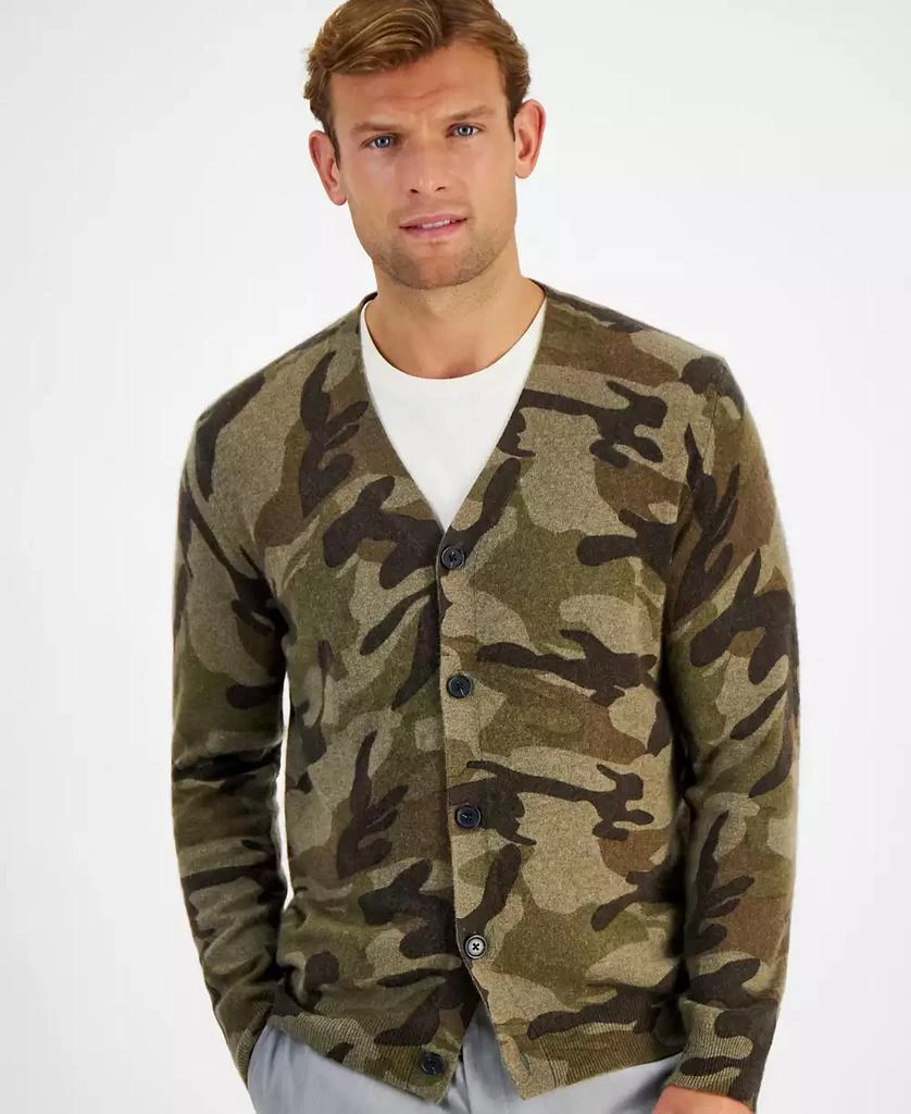 Club Room Men's Camo V-Neck Cashmere Cardigan Sweater, Created for Macy's 3