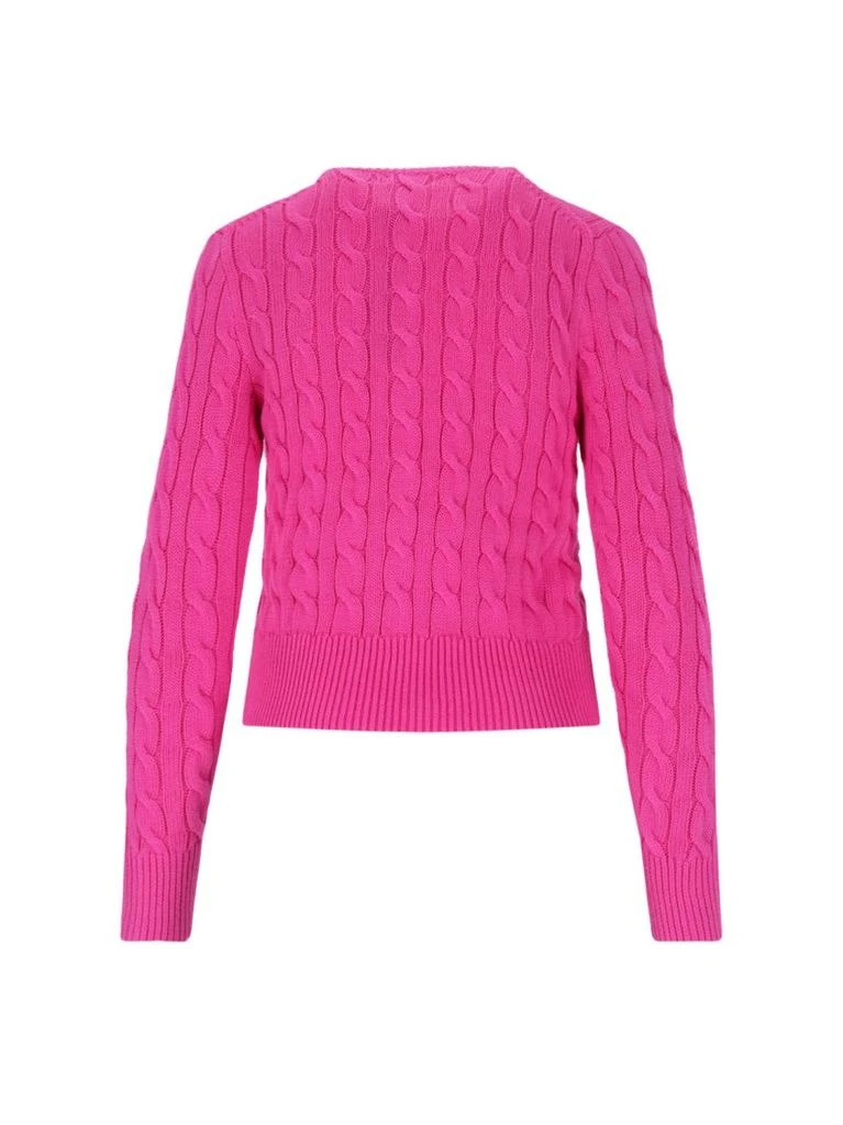 Ralph Lauren Logo Cable Knit Cardigan Pink 2