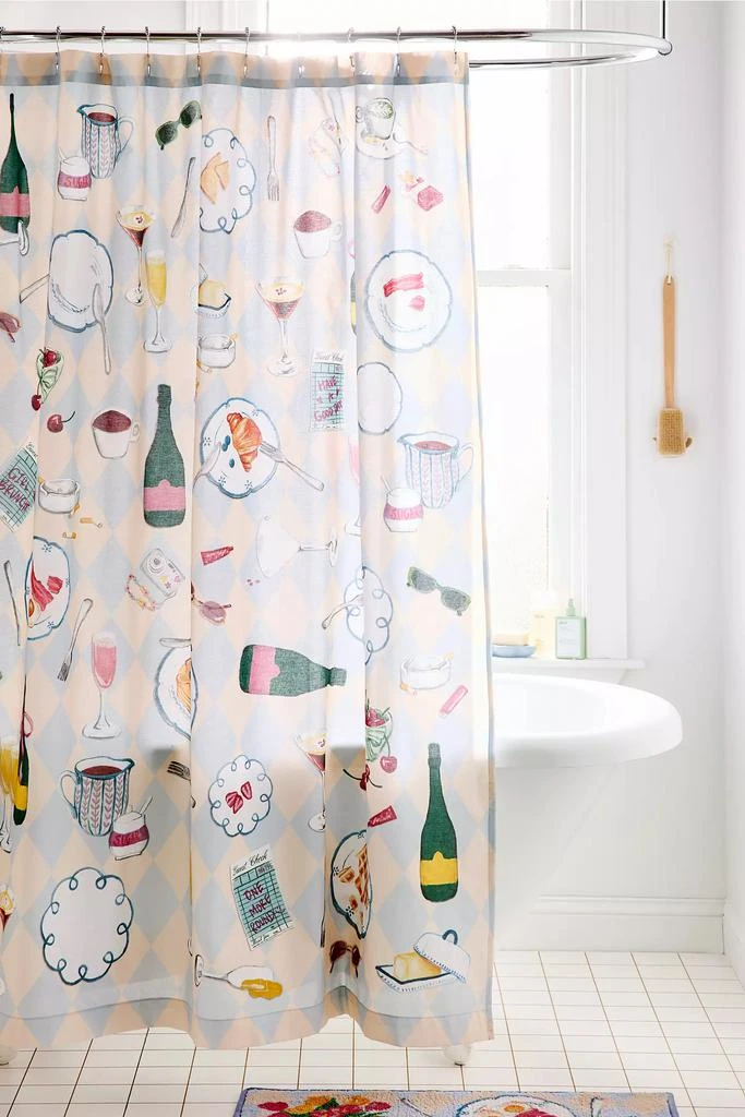 Urban Outfitters Girl Brunch Patterned Shower Curtain
