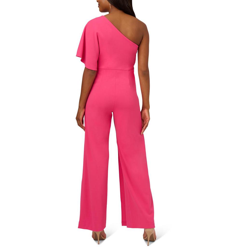 Adrianna Papell Womens One Shoulder Draped Jumpsuit