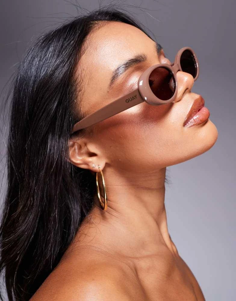 Quay Quay felt cute oval sunglasses in brown 1