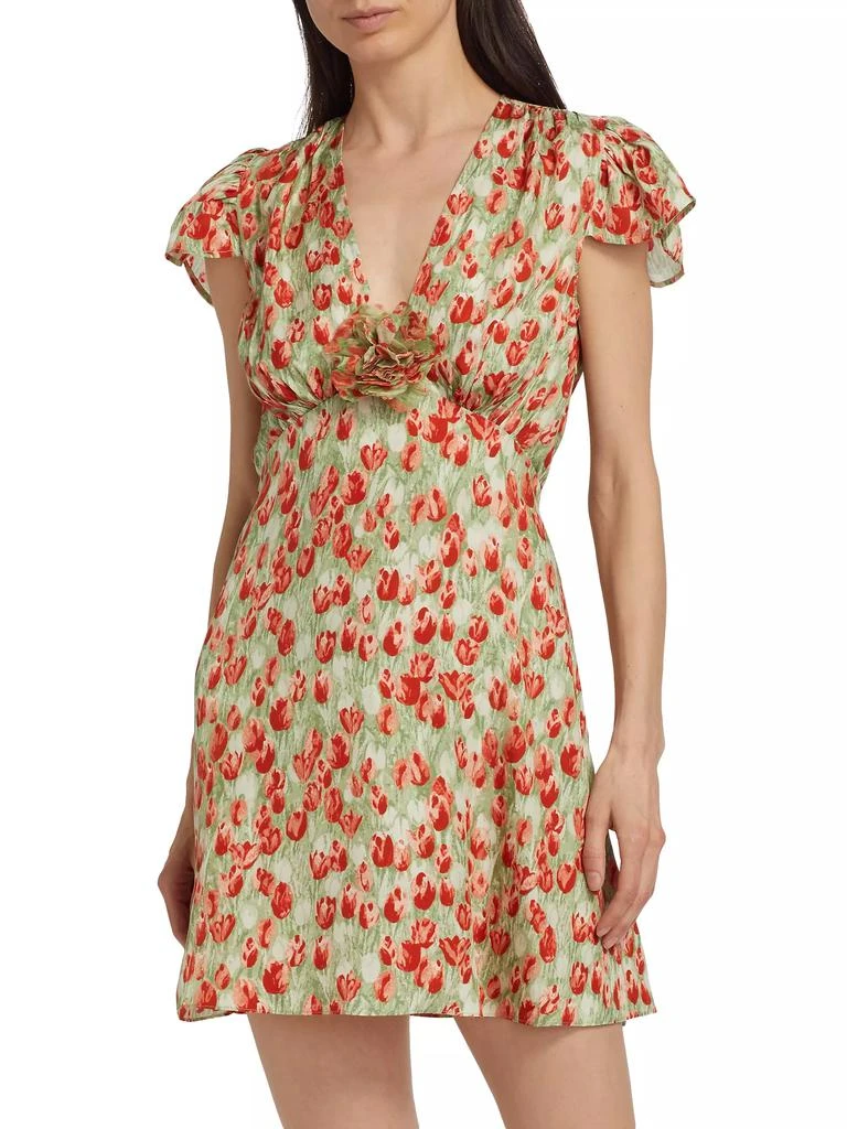 DÔEN Kelsea Tulip Print Silk-Blend Minidress 3