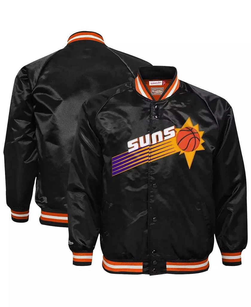 Mitchell & Ness Big Boys and Girls Black Phoenix Suns Hardwood Classics Satin Raglan Full-Snap Jacket 1