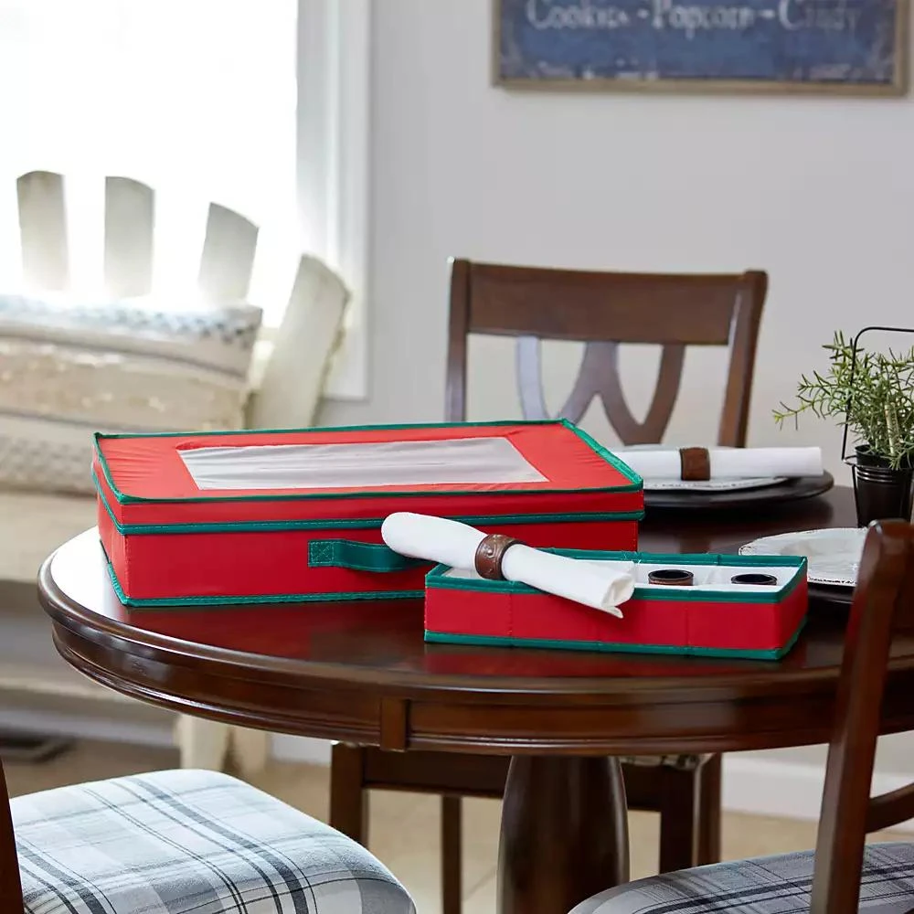 Household Essentials Holiday China Storage Tabletop Set Chest 4