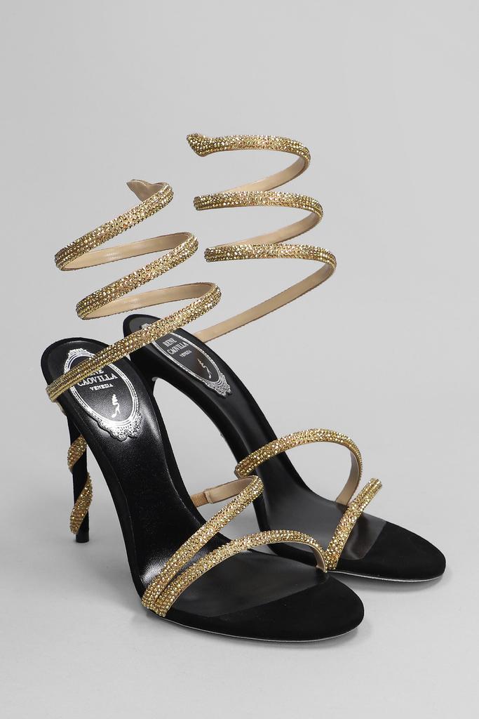 René Caovilla Black And Gold Margot Snake Sandal