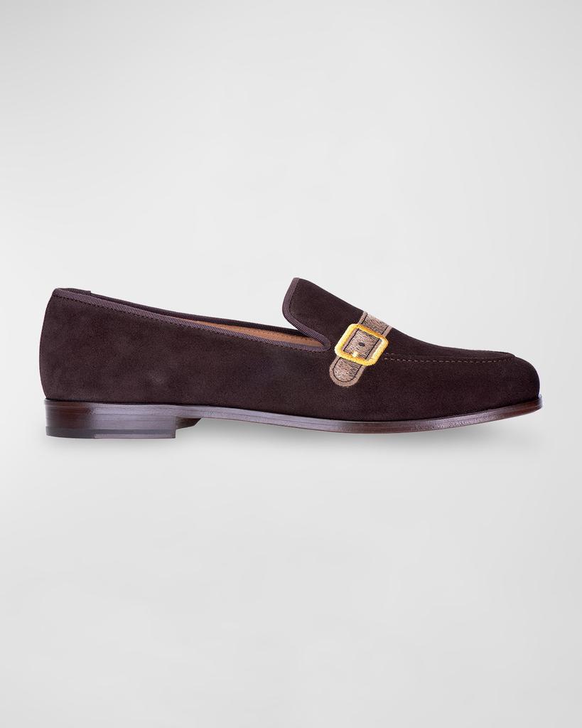 Stubbs and Wootton Men's Strapped Embroidered Strap Venetian Slippers