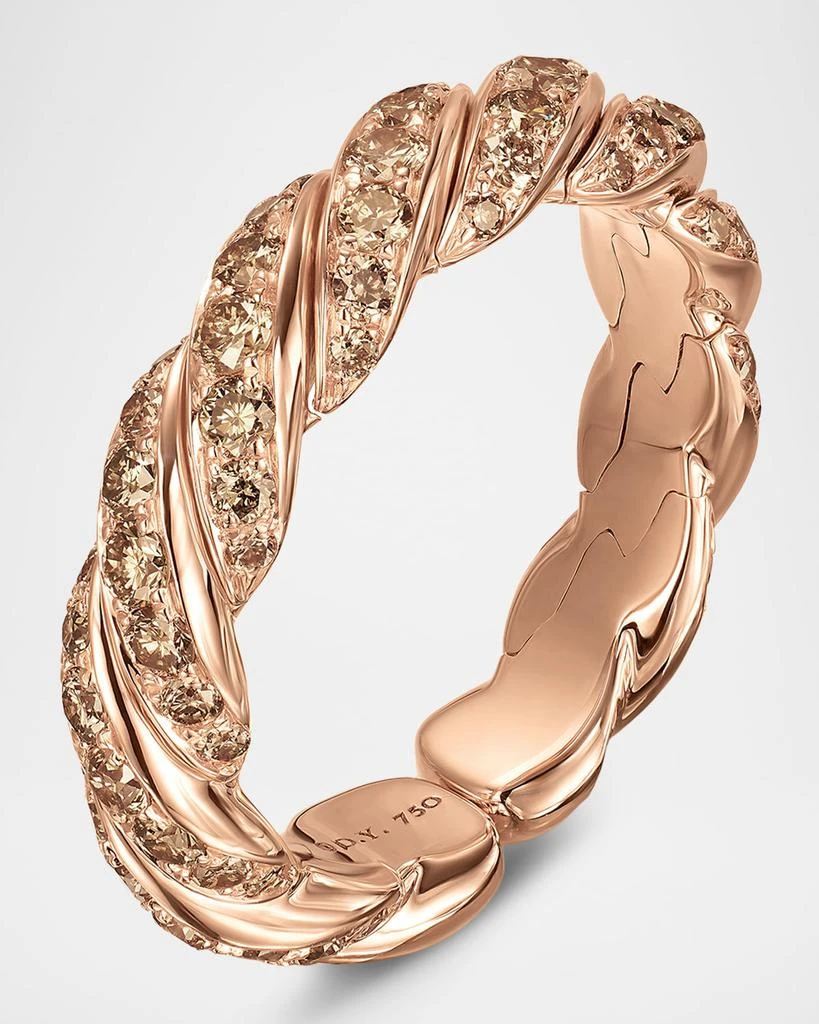 David Yurman Sculpted Cable Flex Band Ring with Diamonds in 18K Rose Gold, 5mm 3