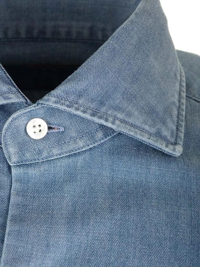 BARBA Barba Chambray Curved Hem Shirt 3