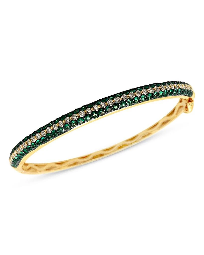 Bloomingdale's Fine Collection Emerald and Diamond Bangle Bracelet in 14K Yellow Gold - Exclusive 1