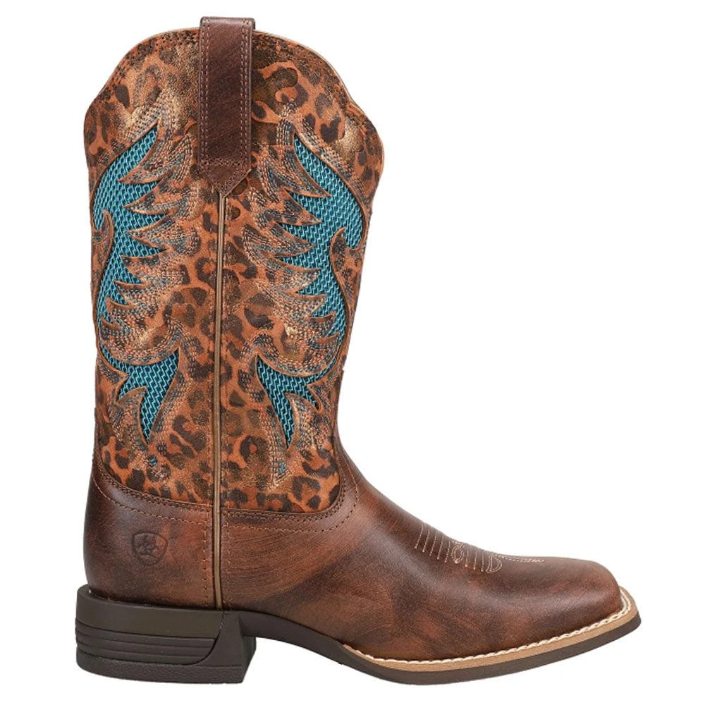 Ariat Pinto VentTEK Leopard Tooled Inlay 360 Square Toe Cowboy Boot 1