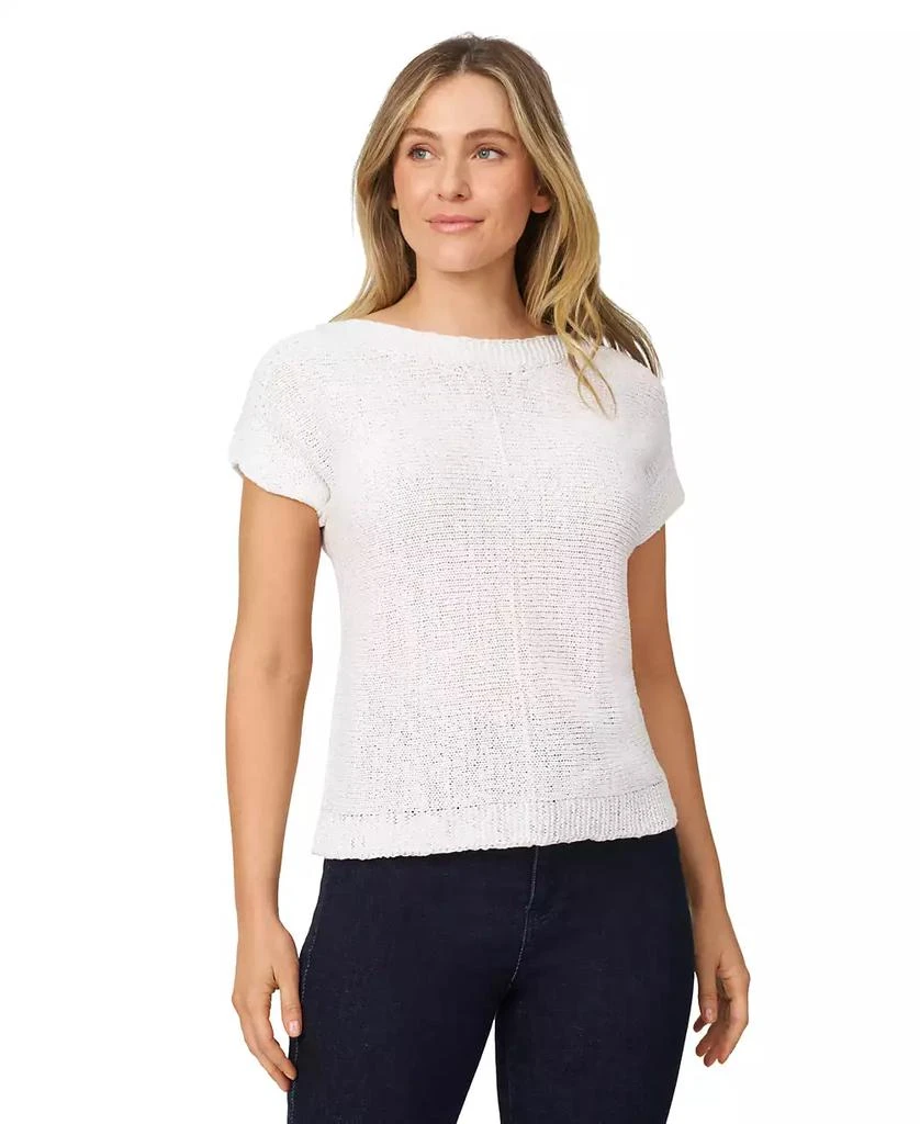 Melissa Paige Women's Button-Back Short-Sleeve Tape-Yarn Sweater 1
