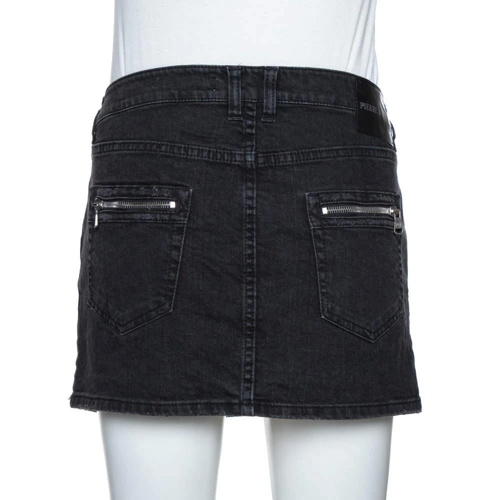 PIERRE BALMAIN Pierre Balmain Dark Grey Washed Denim Mini Skirt M 3