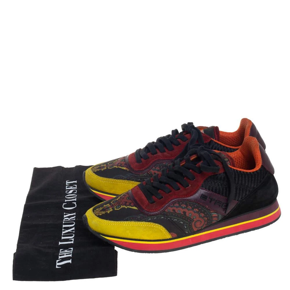 ETRO Etro Multicolor Paisley Fabric And Suede Lace Up Sneakers Size 38 8