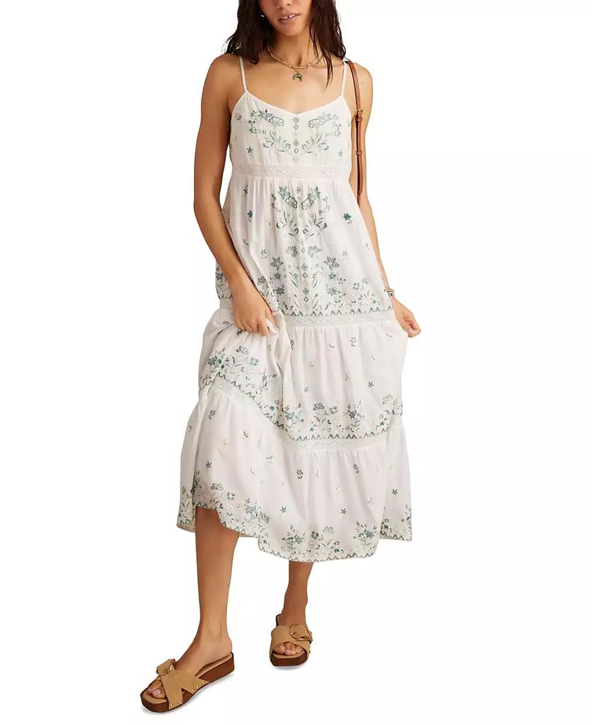 Lucky Brand Women's Embroidered Floral Sleeveless Maxi Dress