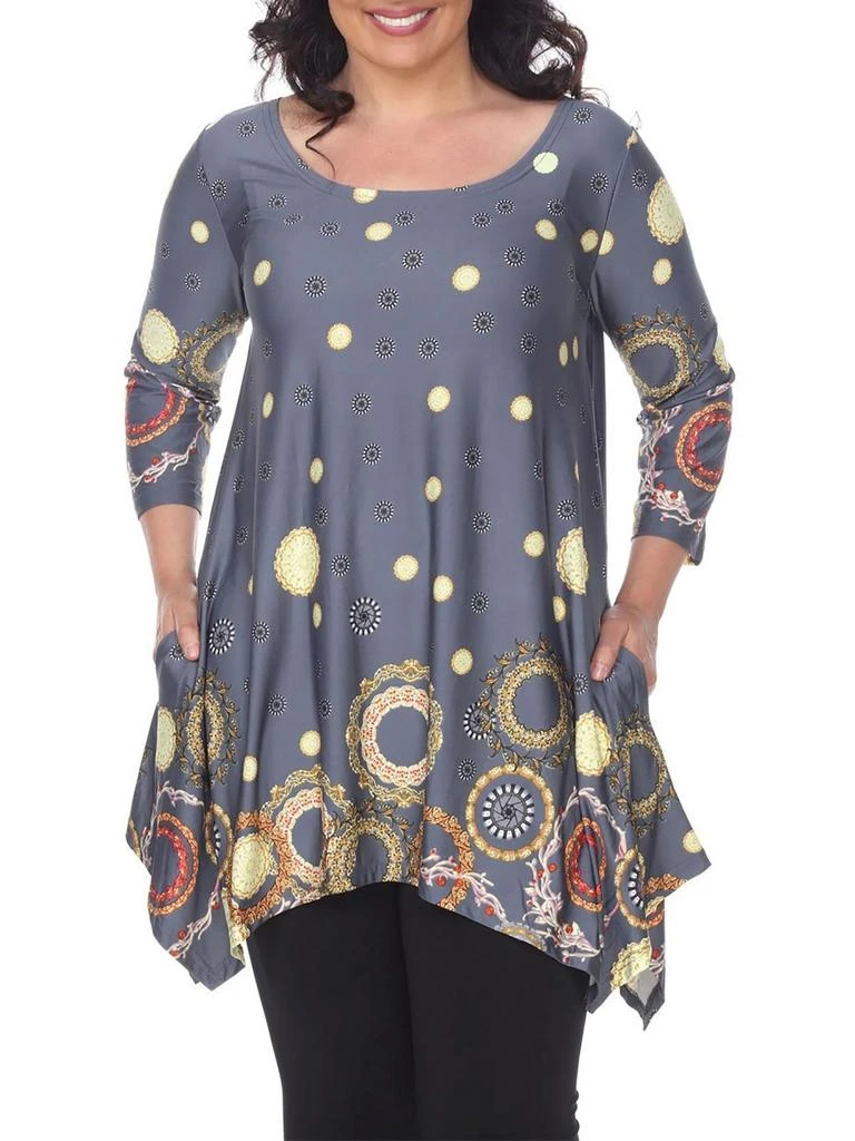 White Mark Plus Womens Sharkbite Hem Floral Tunic Top 5