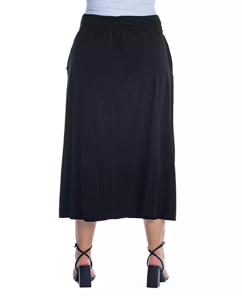 24seven Comfort Apparel Plus Size Foldover Maxi Skirt With Pockets 2