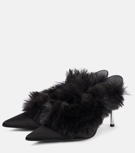 Magda Butrym Faux shearling leather mules 4