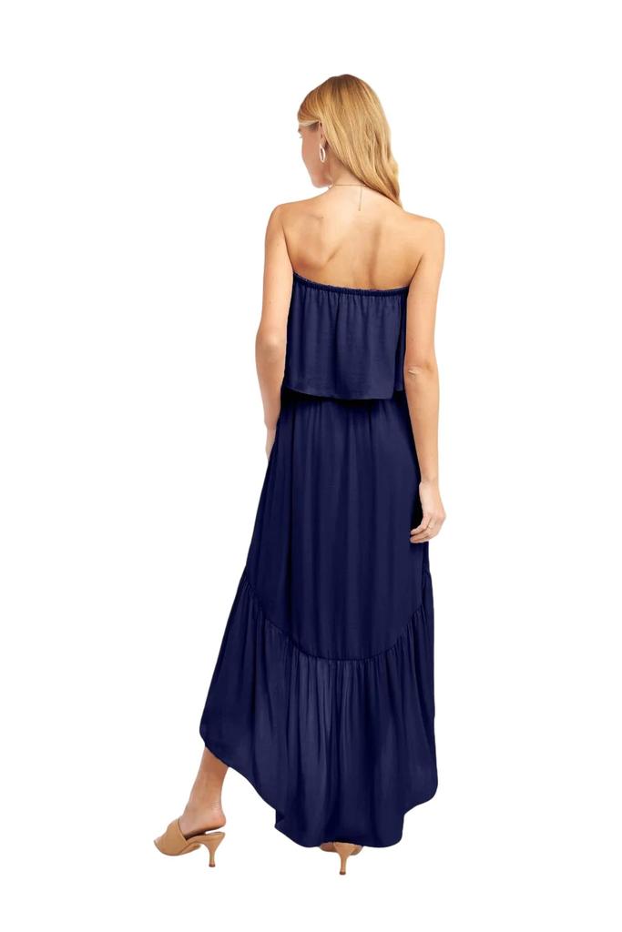 Naked Zebra Reece Maxi High Low Tube Dress In Midnight