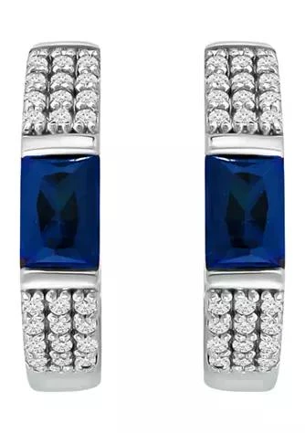 Belk 
Co. Lab Created 1.47 ct. t.w. Synthetic Blue and Created White Sapphire Hoop Earrings, Sterling Silver