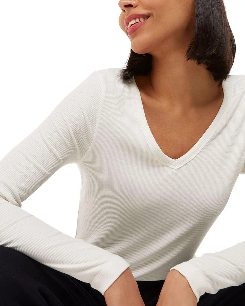 Whistles Essentials Ribbed V Neck Top 3